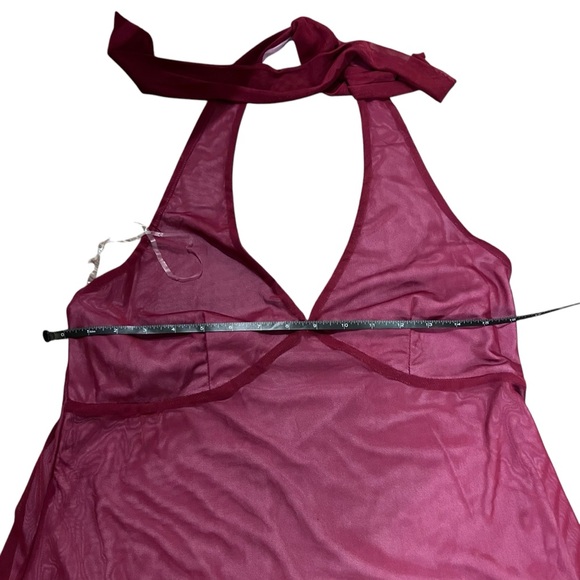 NWT Wild Fable Cherry Red Scarf Halter V-Neck Mesh Mini Dress - Picture 10 of 13